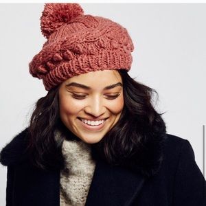Free People Knit Pom Pom Beret